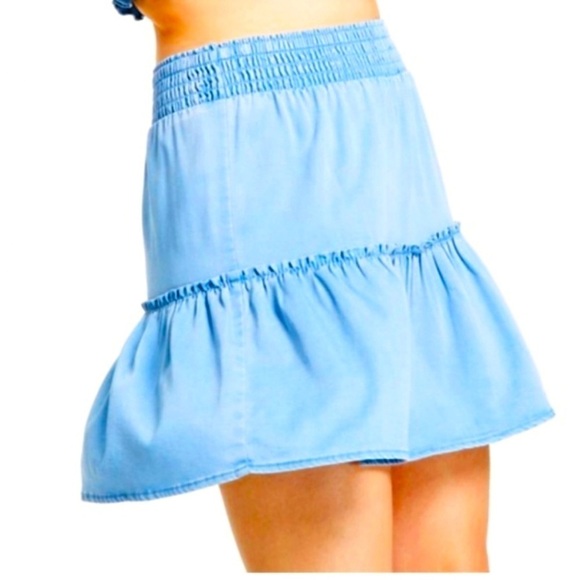 Bar III Dresses & Skirts - Bar III Chambray Tiered Mini Skirt Size Small